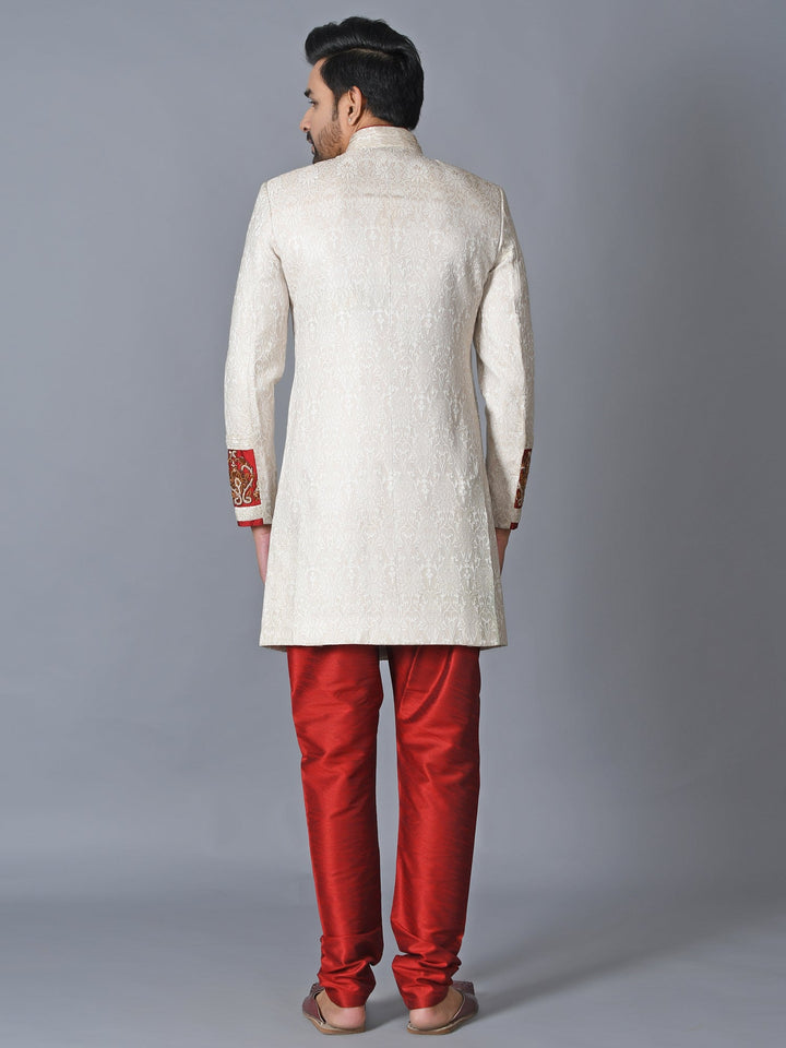 Textured Off White Sherwani
