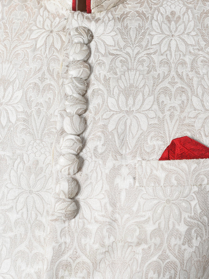 Textured Off White Sherwani