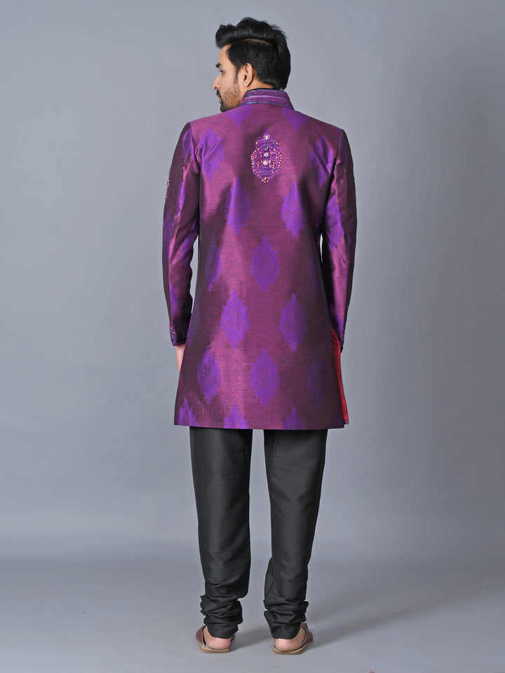 Ethnic Motifs Purple Sherwani