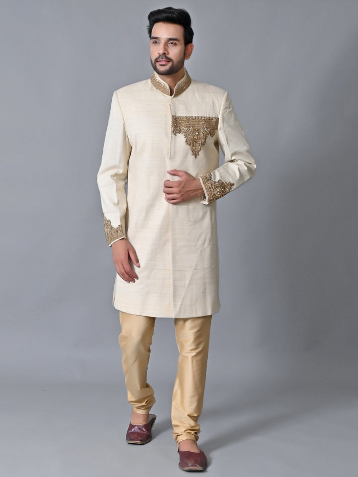 Ethnic Motifs Cream Sherwani