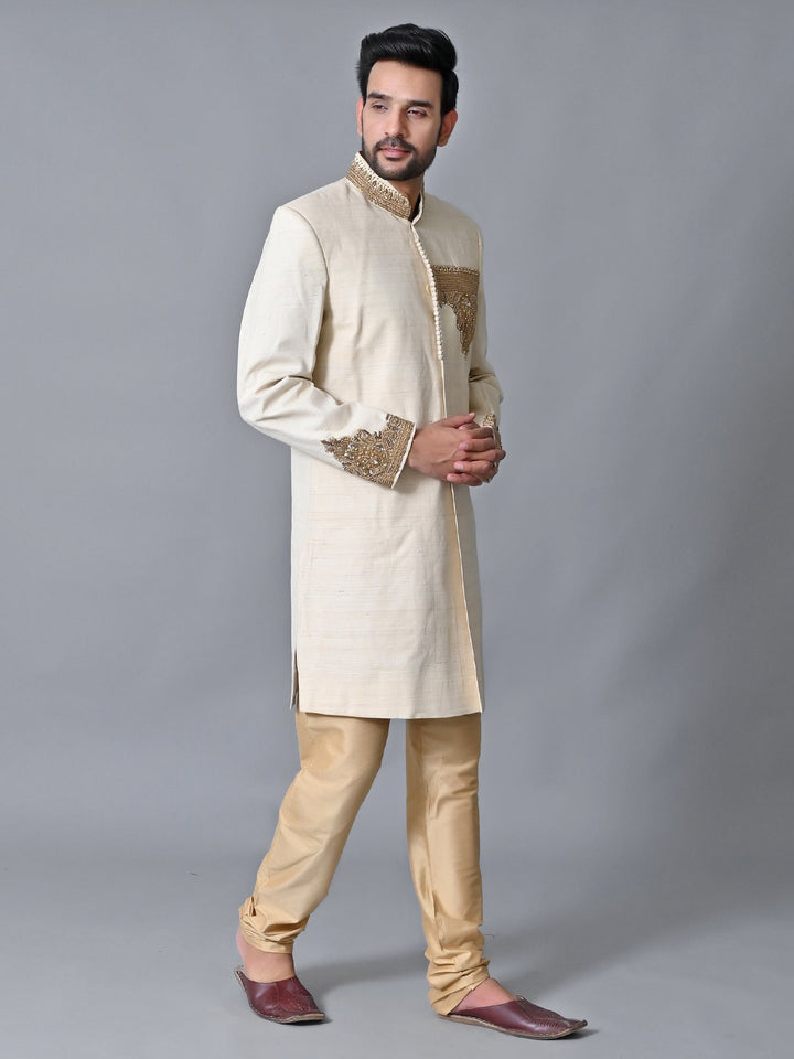 Ethnic Motifs Cream Sherwani