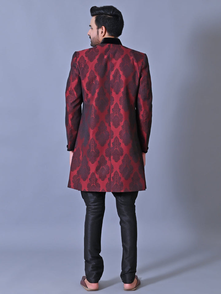 Ethnic Motifs Maroon Sherwani