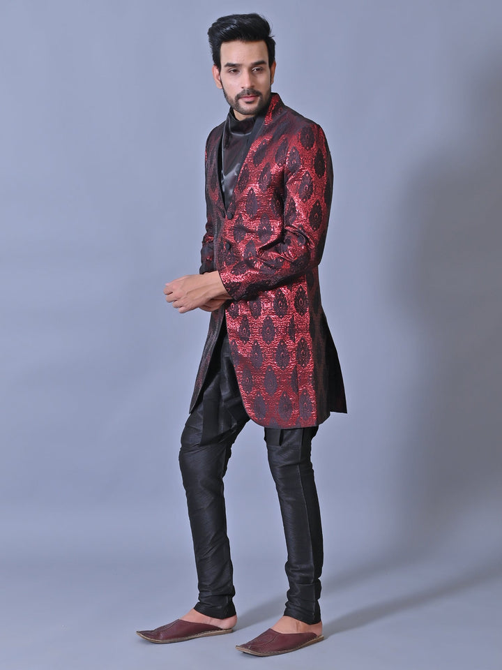 Ethnic Motifs Red Sherwani