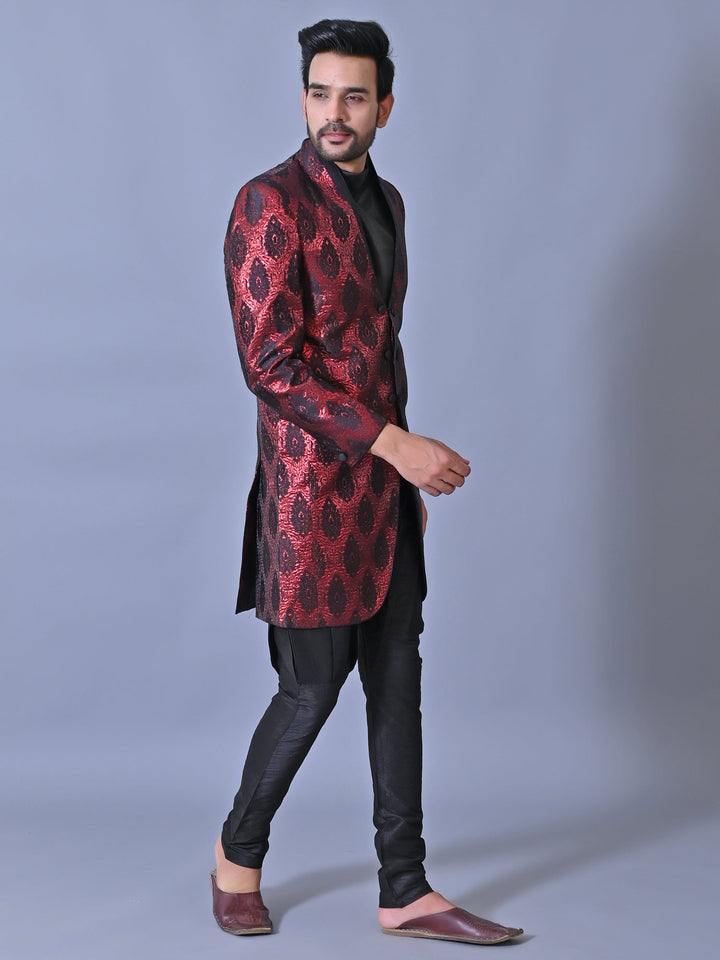 Ethnic Motifs Red Sherwani