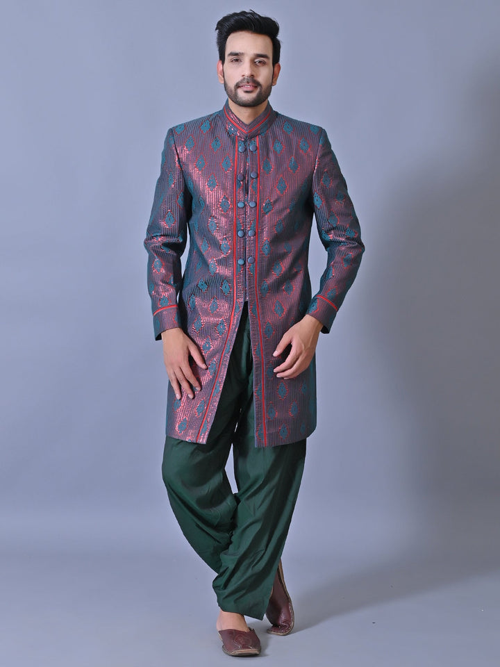 Ethnic Motifs Green Sherwani