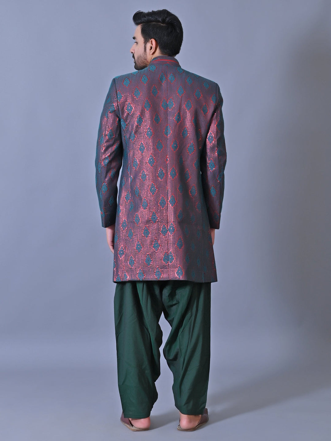 Ethnic Motifs Green Sherwani