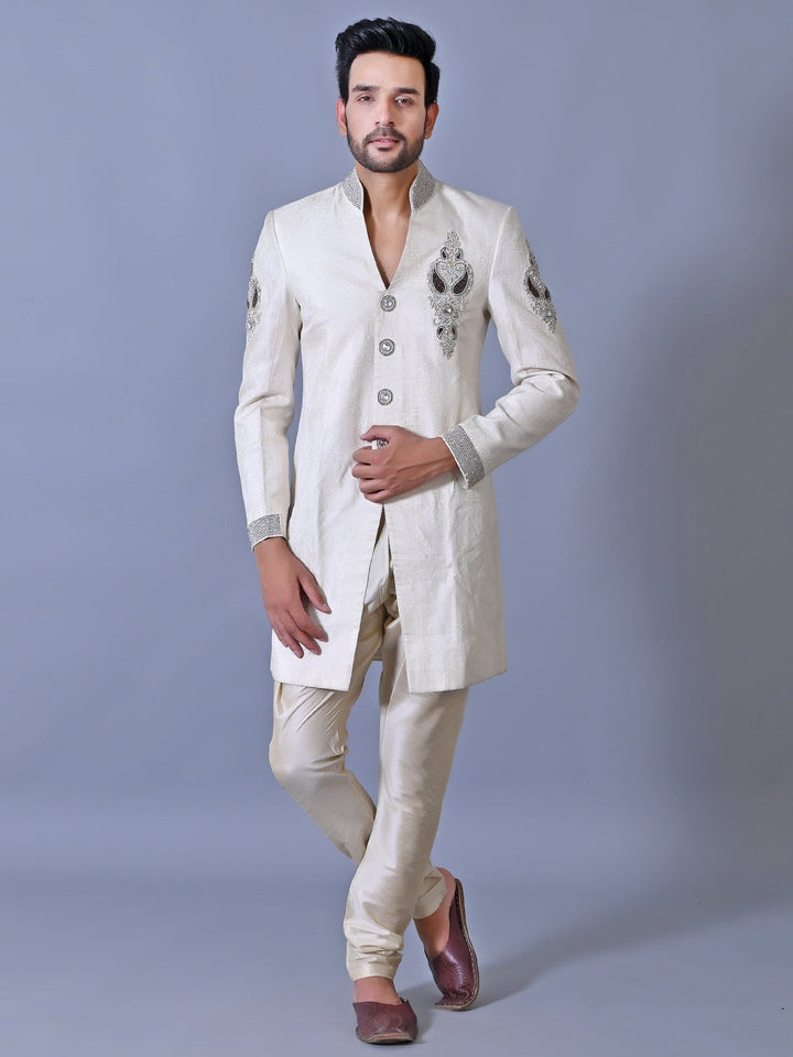 Ethnic Motifs White Sherwani