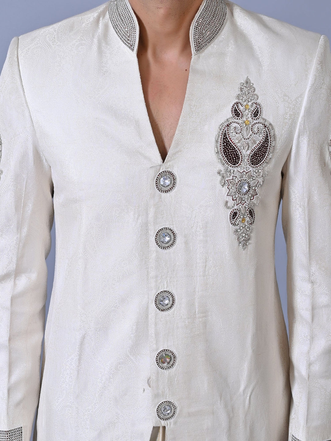 Ethnic Motifs White Sherwani