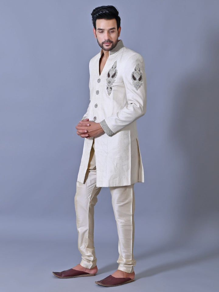 Ethnic Motifs White Sherwani