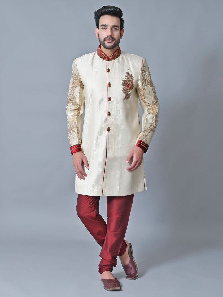 Ethnic Motifs Cream Sherwani