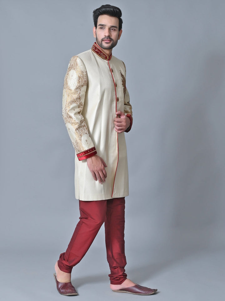 Ethnic Motifs Cream Sherwani