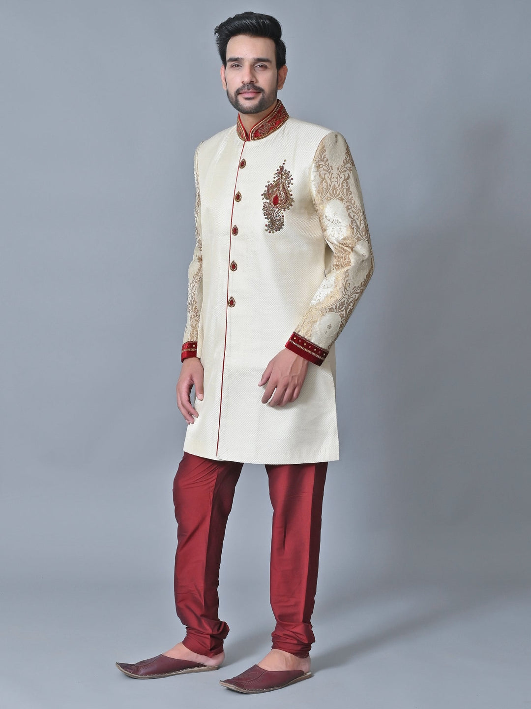 Ethnic Motifs Cream Sherwani