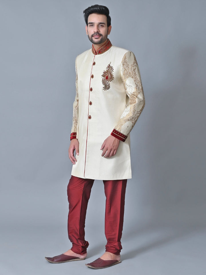 Ethnic Motifs Cream Sherwani
