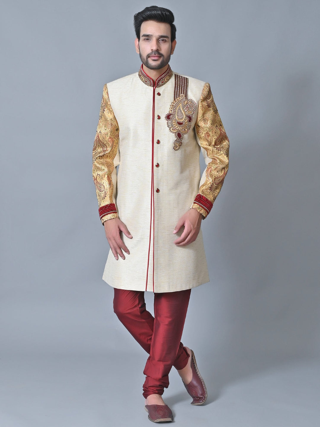 Ethnic Motifs Cream Sherwani