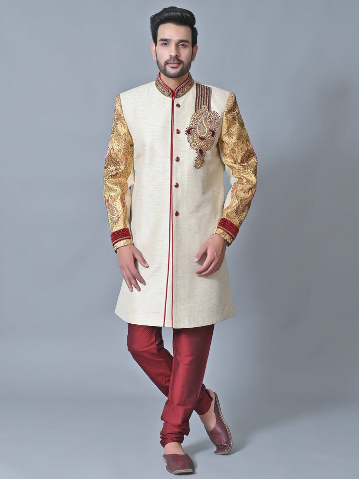 Ethnic Motifs Cream Sherwani