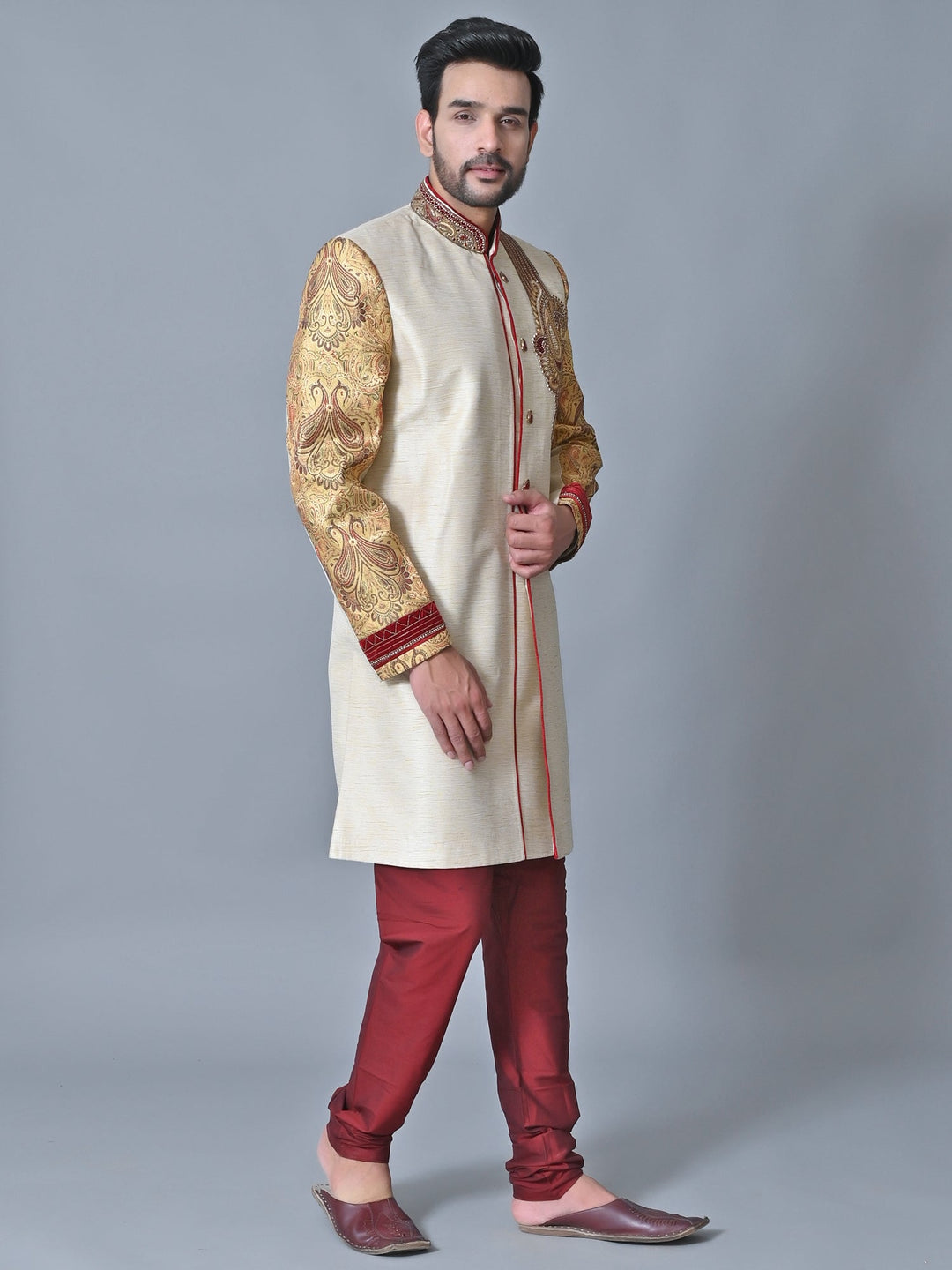 Ethnic Motifs Cream Sherwani