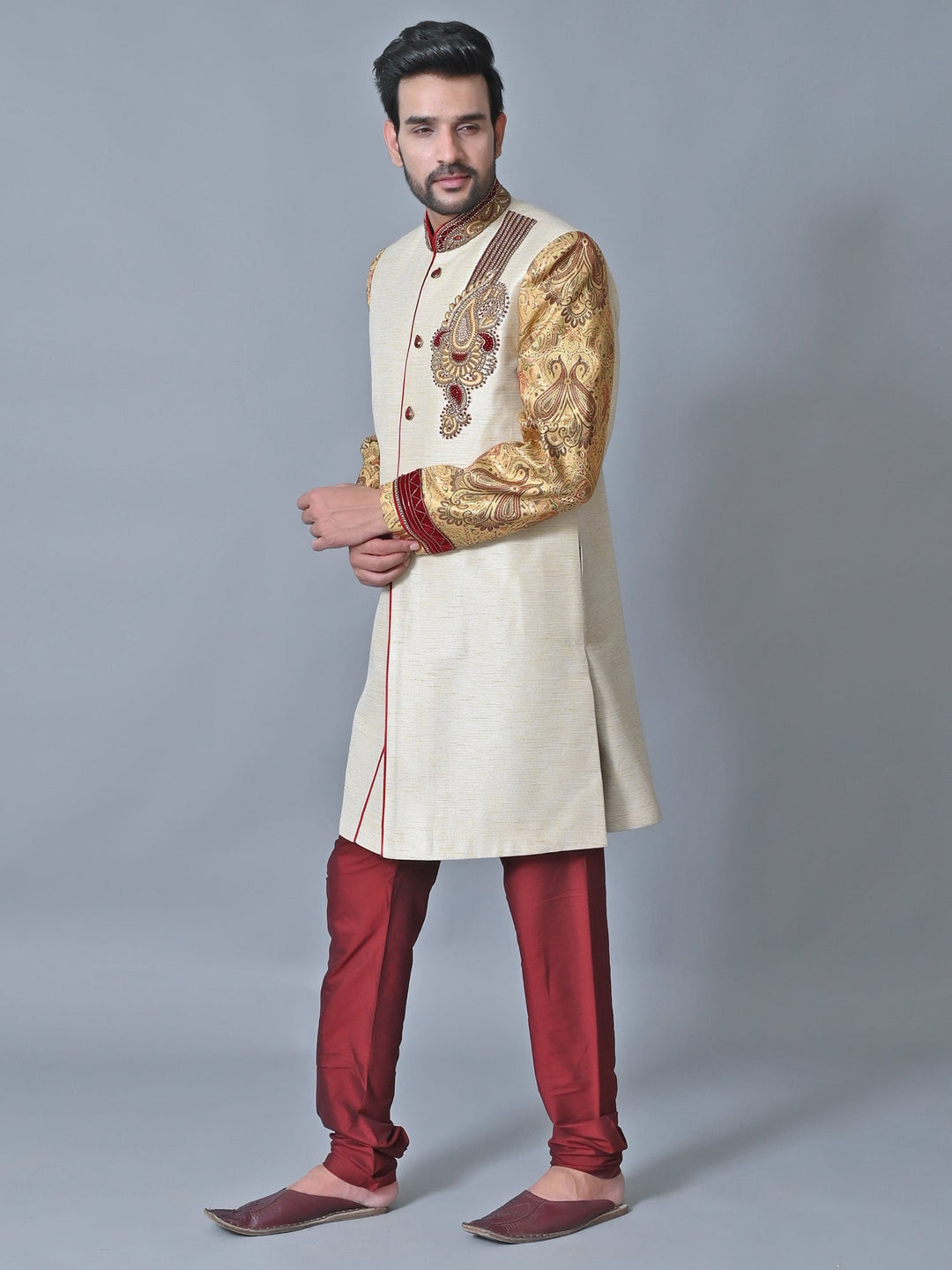 Ethnic Motifs Cream Sherwani