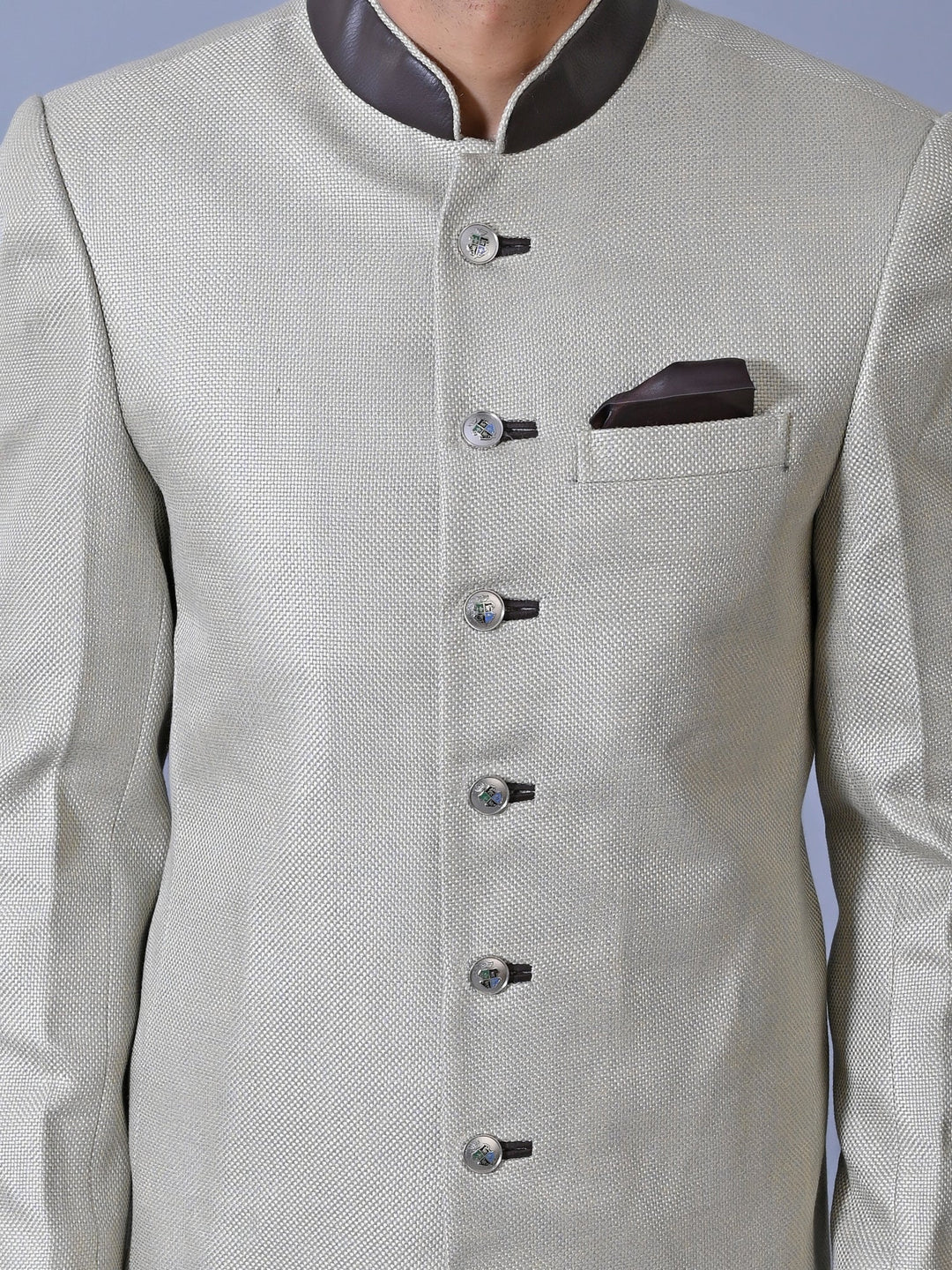 Textured Grey Sherwani