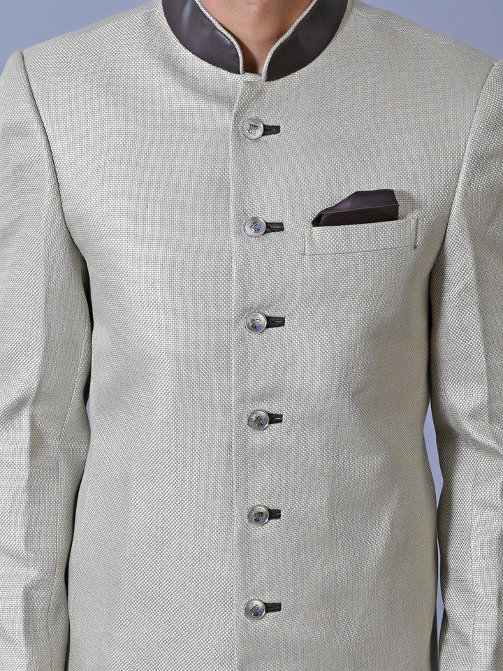 Textured Grey Sherwani