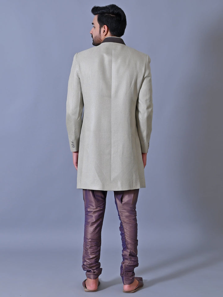Textured Grey Sherwani