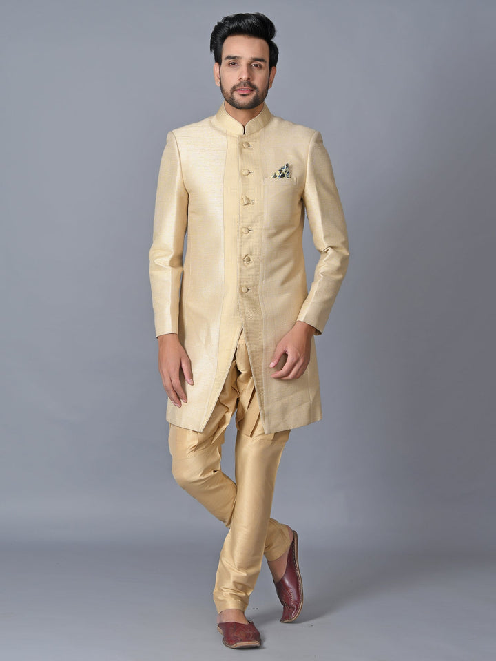 Textured Cream Sherwani