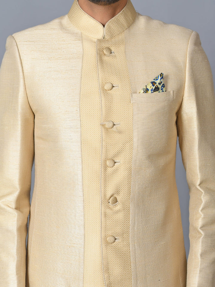 Textured Cream Sherwani