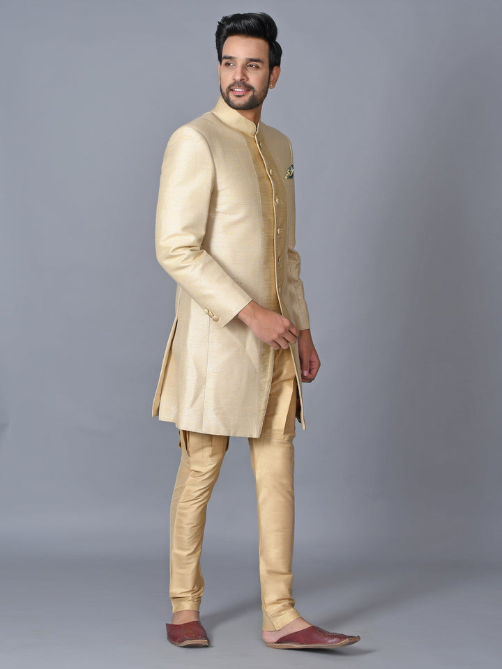 Textured Cream Sherwani