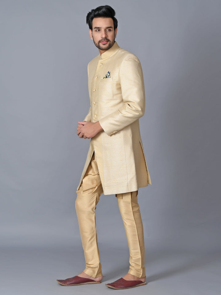 Textured Cream Sherwani