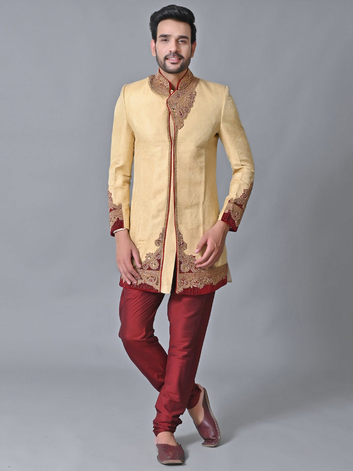 Ethnic Motifs Gold Sherwani