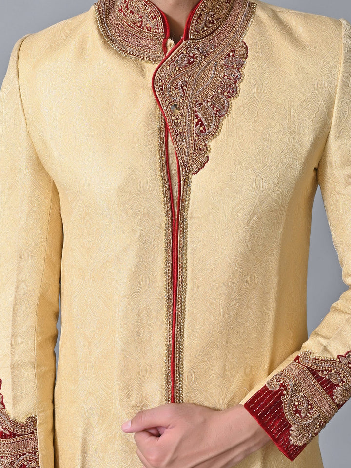 Ethnic Motifs Gold Sherwani