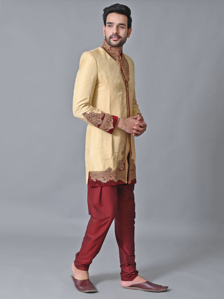 Ethnic Motifs Gold Sherwani