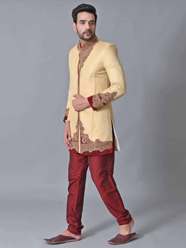 Ethnic Motifs Gold Sherwani