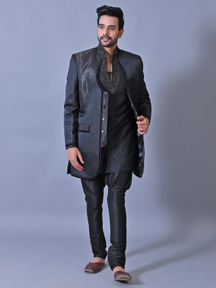 Solid Black Sherwani