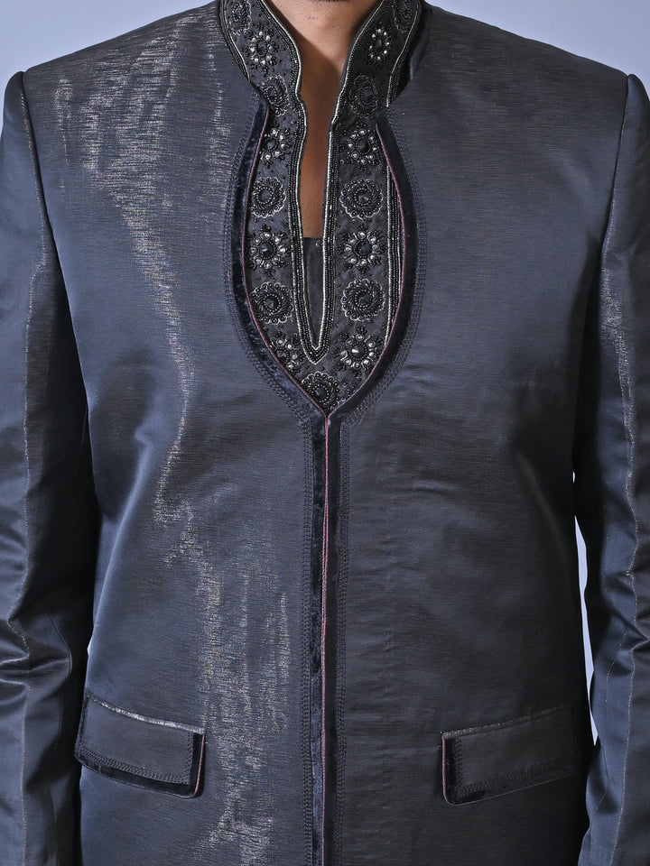 Solid Black Sherwani