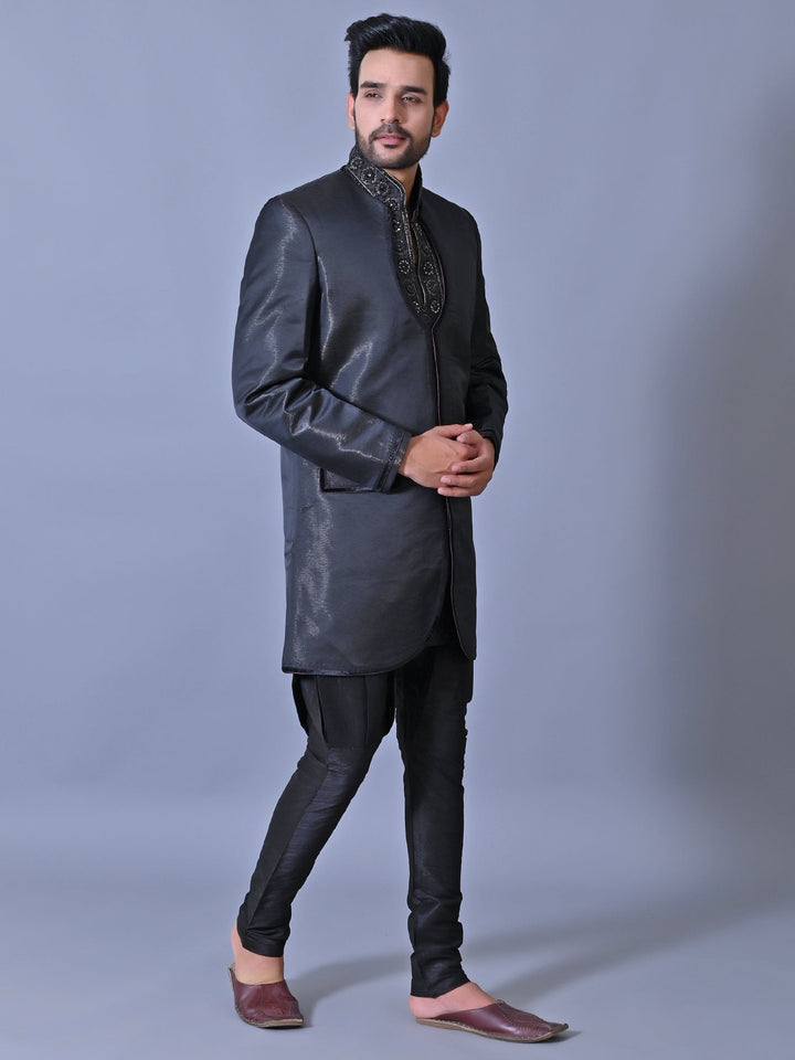 Solid Black Sherwani