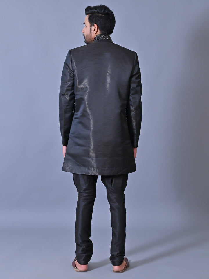 Solid Black Sherwani