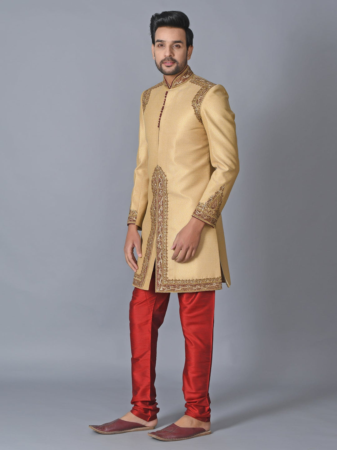 Ethnic Motifs Gold Sherwani