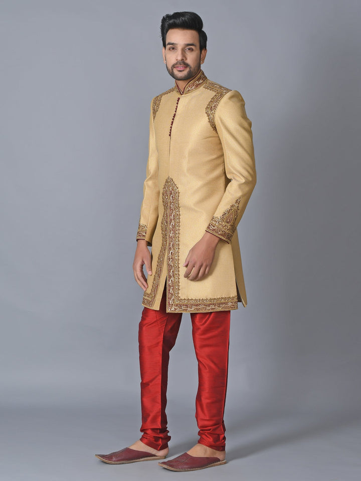 Ethnic Motifs Gold Sherwani