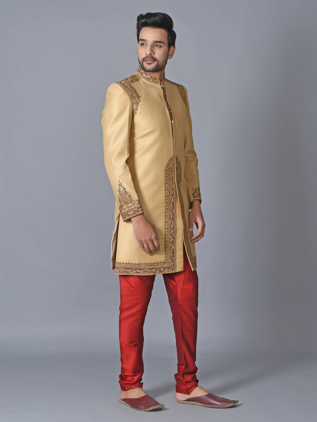 Ethnic Motifs Gold Sherwani