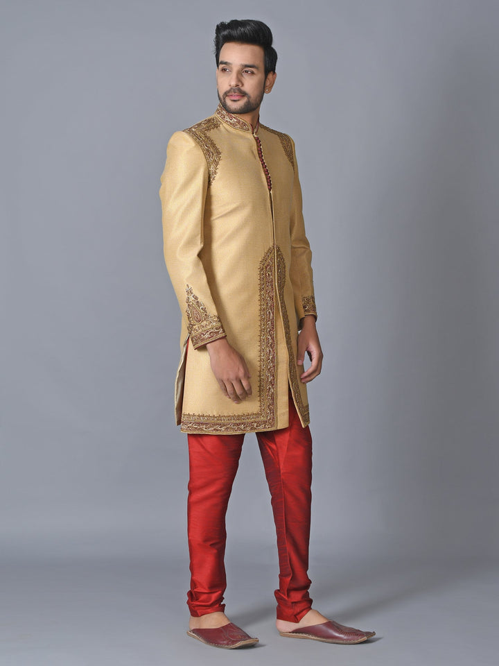 Ethnic Motifs Gold Sherwani