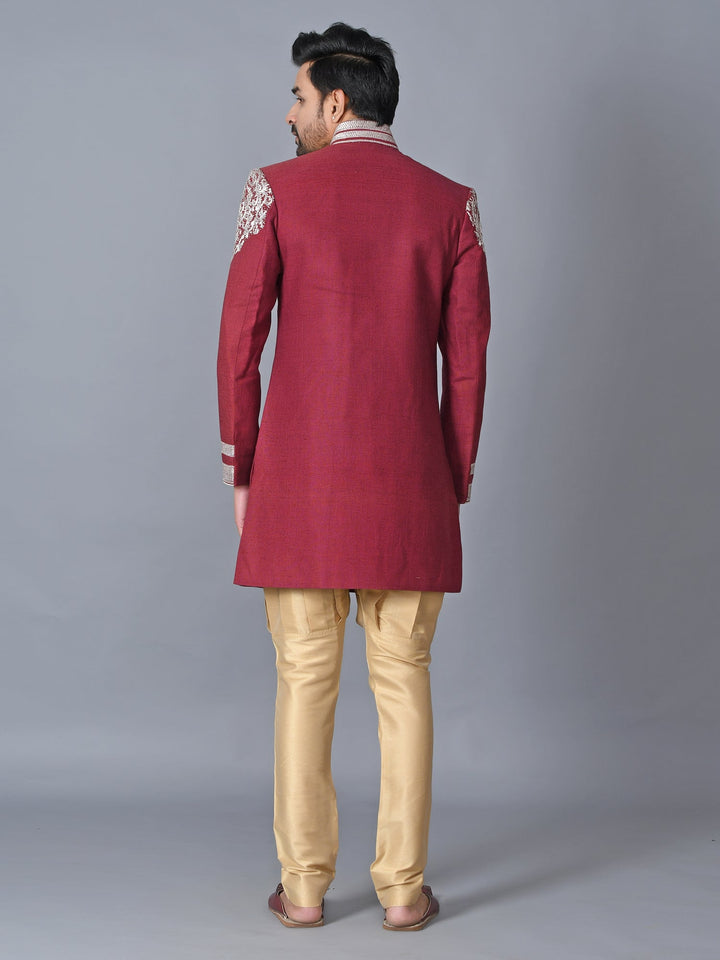 Ethnic Motifs Red Sherwani