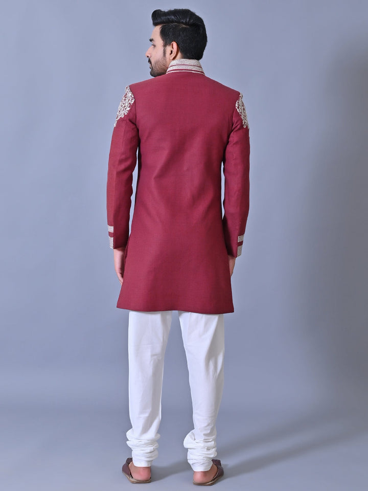 Ethnic Motifs Red Sherwani