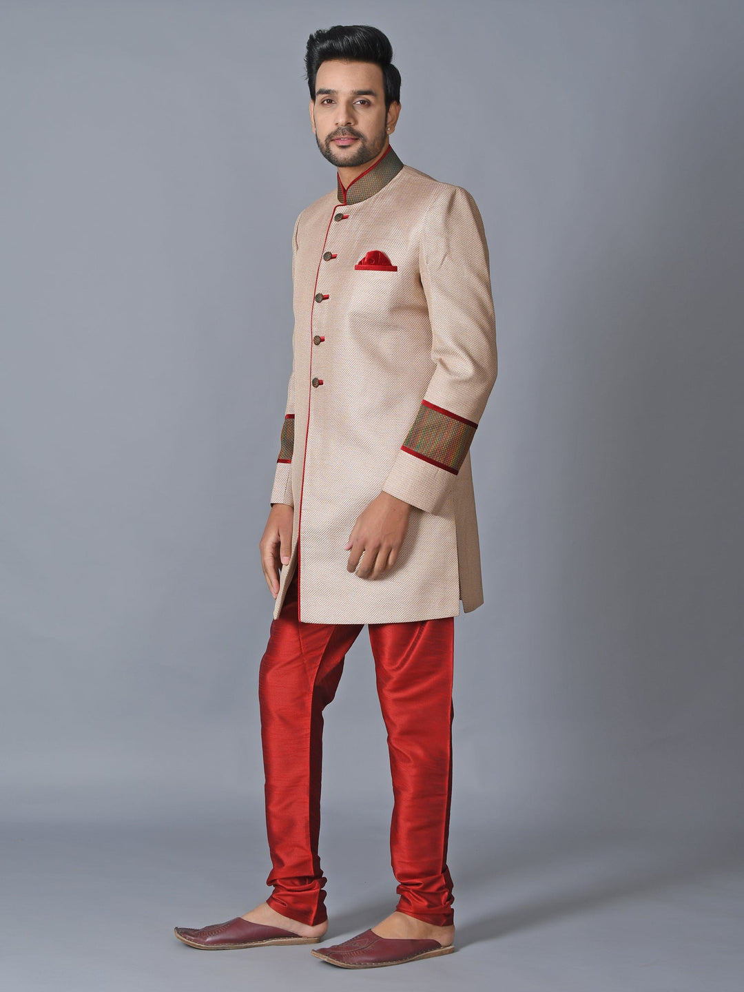 Textured Nude Sherwani