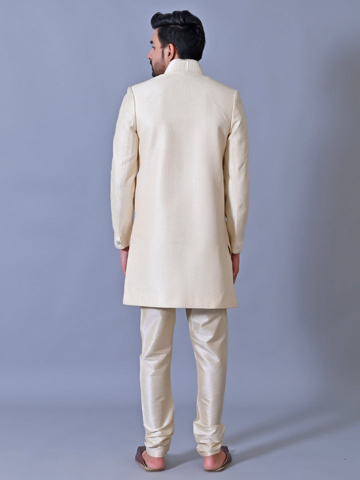 Textured Cream Sherwani