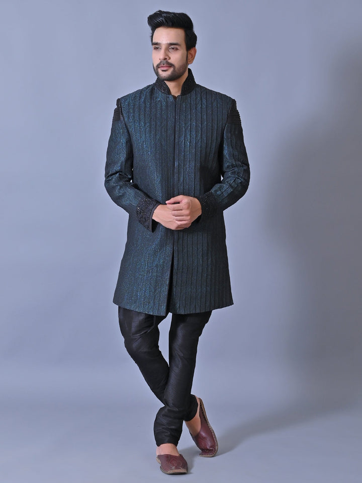 Striped Black Sherwani