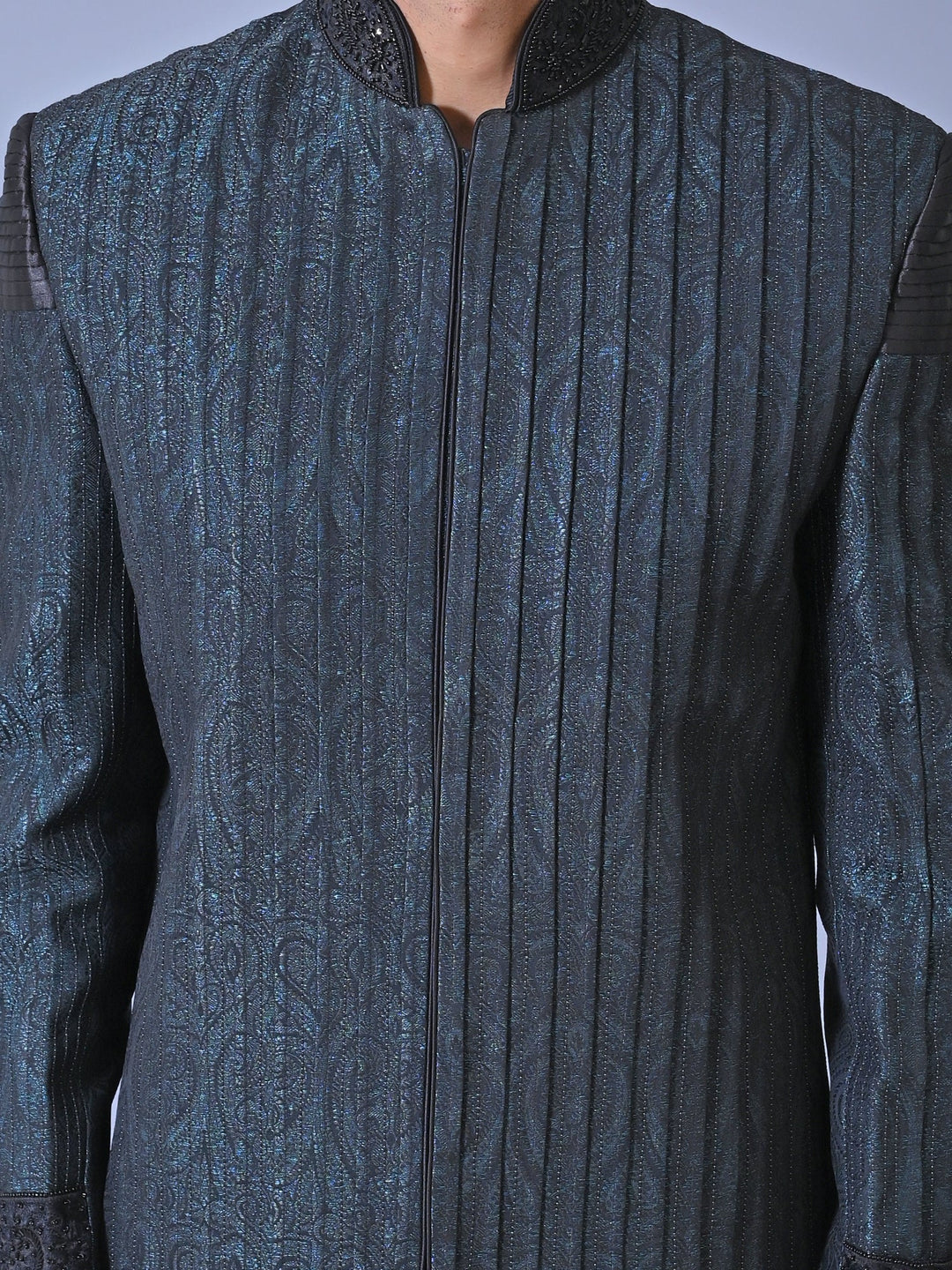 Striped Black Sherwani
