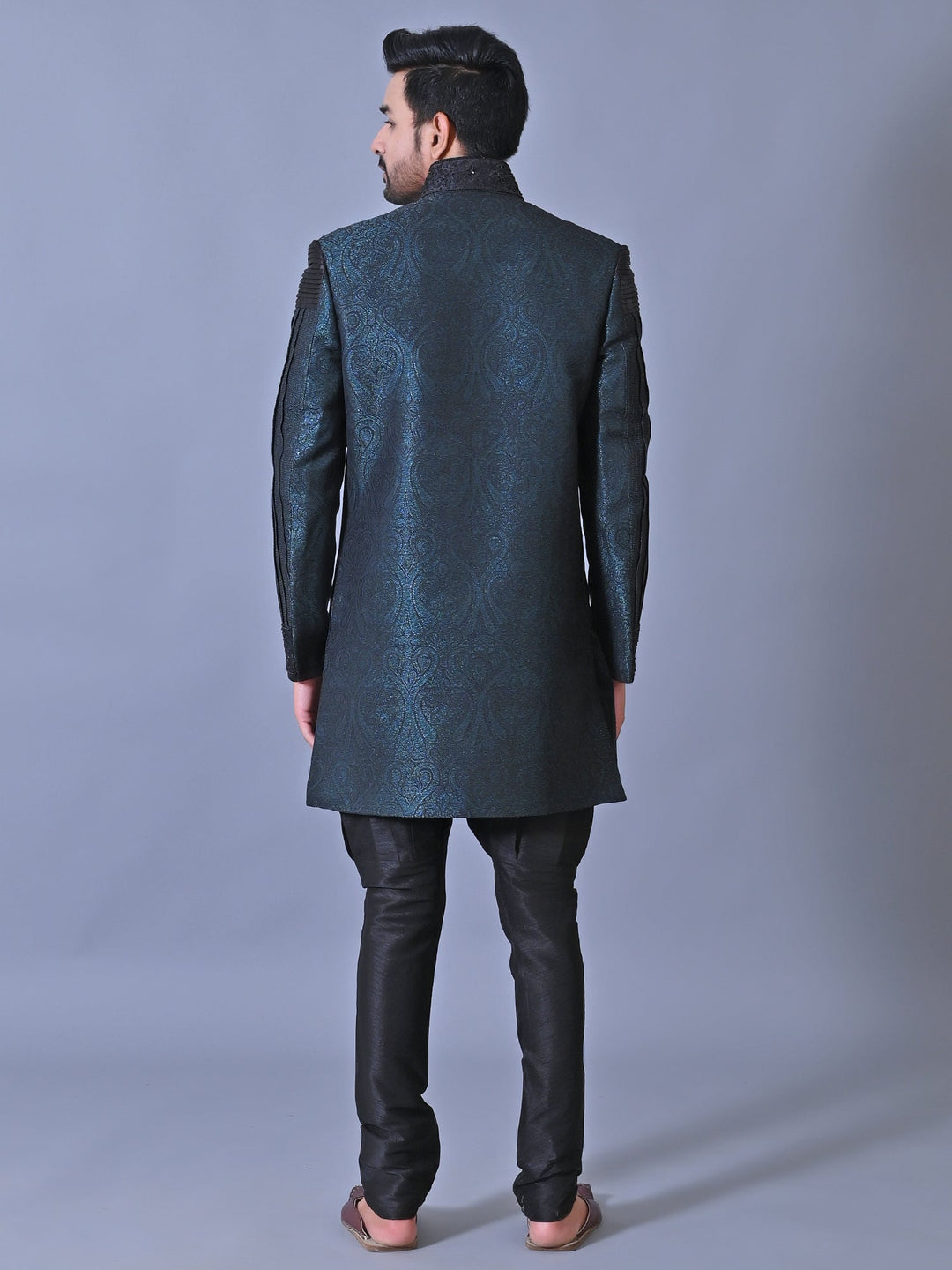 Striped Black Sherwani
