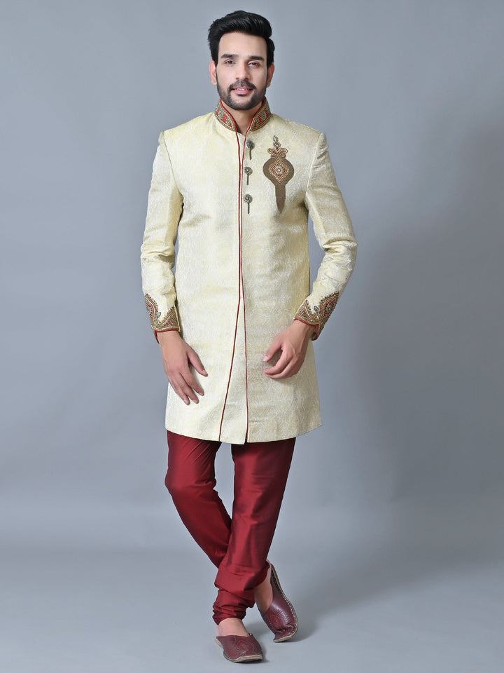 Ethnic Motifs Cream Sherwani