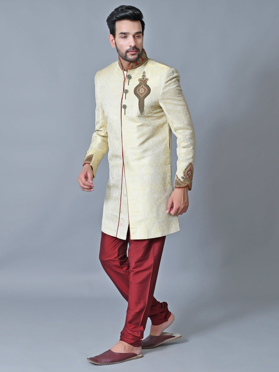 Ethnic Motifs Cream Sherwani
