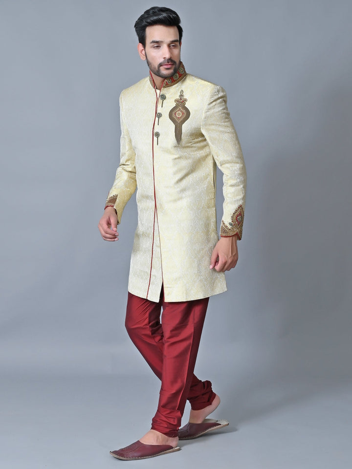 Ethnic Motifs Cream Sherwani